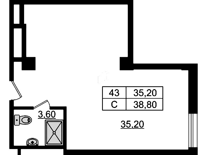 Квартира студия 38.71 м², 8/9 эт., Апарт-отель «Апарт отель Well»